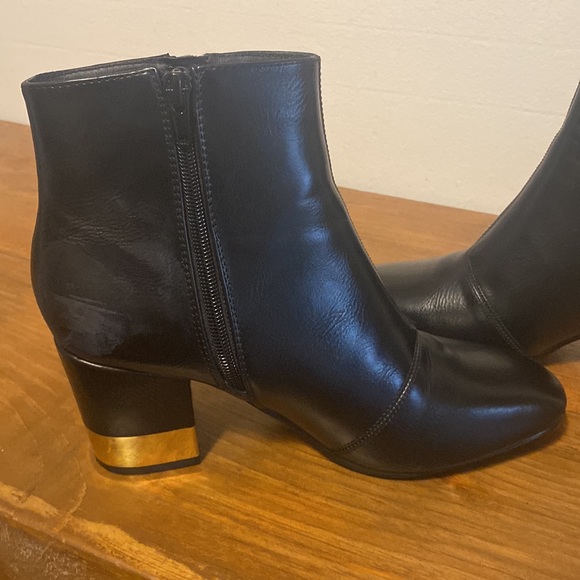 Vegan Leather Black Ankle Boots with Gold Details - Picture 6 of 7